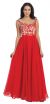 Main image of Floral Embroidered Mesh Bodice Long Formal Prom Dress